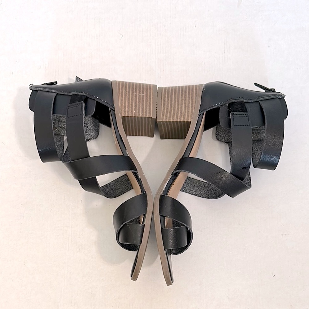 BIG BUDDHA Black Vegan Leather Block Heel Strappy Sandals 7 Black - Picture 7 of 13